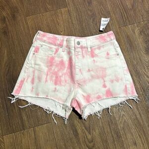 Mavi Rosie cut off Jean‎ shorts pink white tie-dye booty shorts